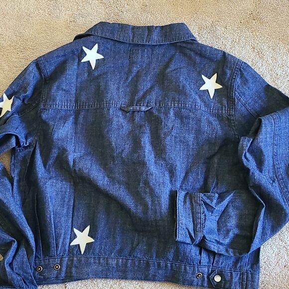 MARINE layer embroidery crop denim jacket - Picture 2 of 5